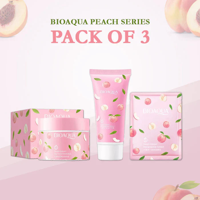 Pack Of 3 Bioaqua Peach Glowing Skin Care Set | Premium Skincare & Beauty Products in Pakistan
