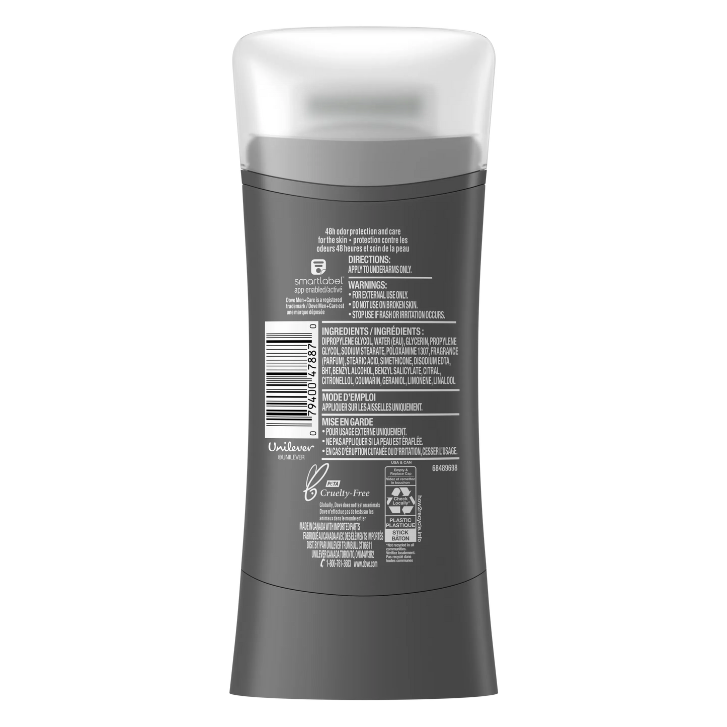 Dove Men+Care Lime + Sage 0% Aluminum 48h Deodorant Stick - 74g