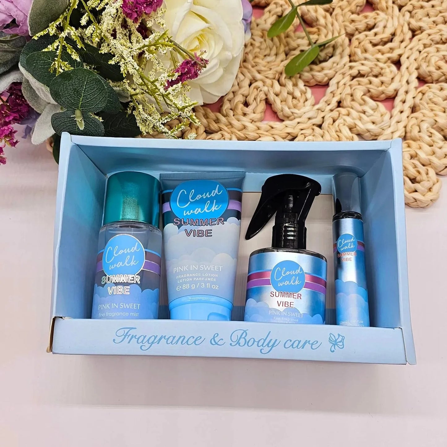 Pink In Sweet Cloud Walk Summer Vibe Fragrance and Body Care Gift Set
