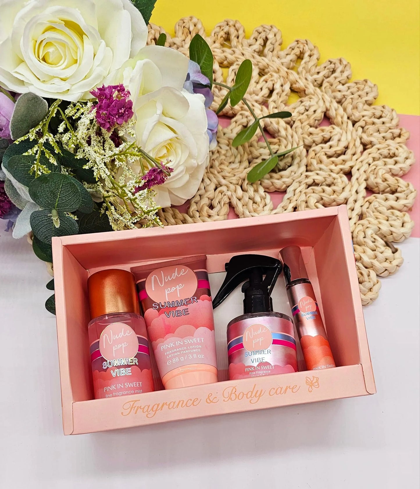 Pink In Sweet Nude Pop Summer Vibe Fragrance and Body Care Gift Set