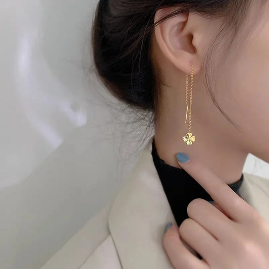 Stainless Steel Fashionable Four-Leaf Clover Earrings