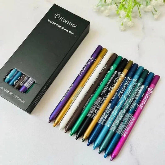 Flormar Waterproof Pencil Eyeliners -  Pack of 12
