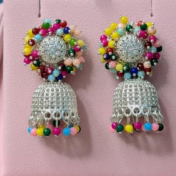 Silver Multi Color Jhumki
