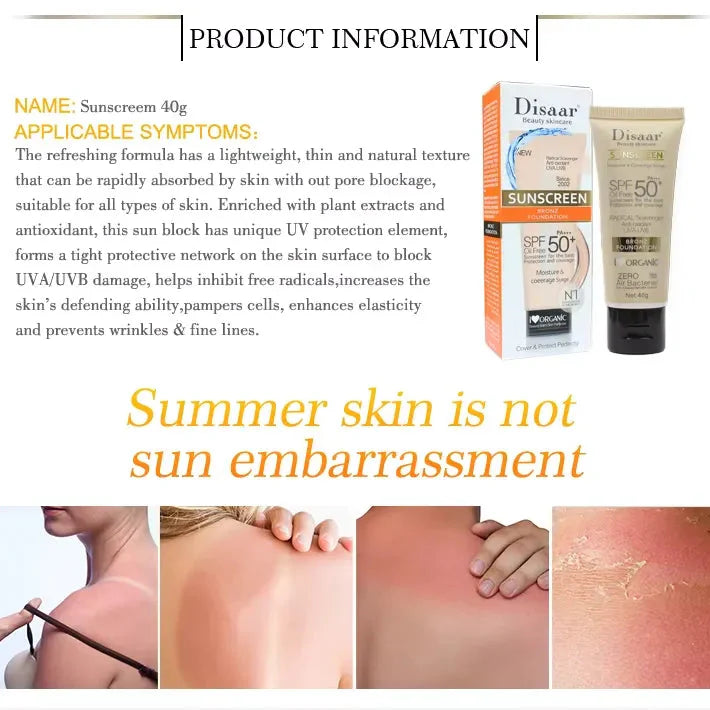 Disaar Sunscreen Bronz Foundation SPF 50 Oil-Free – 40g | Premium Skincare & Beauty Products in Pakistan