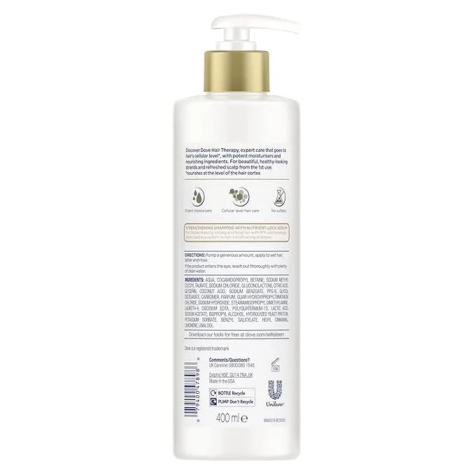 Dove Hair Therapy Breakage Remedy 0% Sulfates Nutrient-Lock Serum Shampoo 400ml