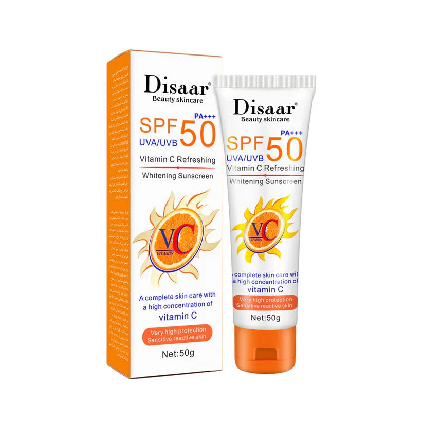 Disaar Sunscreen SPF50 PA+++ UVA/UVB Vitamin C Refreshing Protection Sensitive Skin – 50g | Premium Skincare & Beauty Products in Pakistan