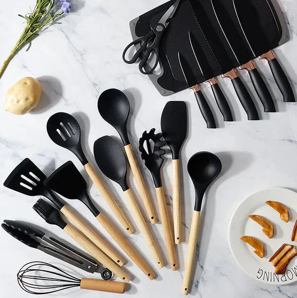 Silicone Cookware Spoon Sets - 19pcs