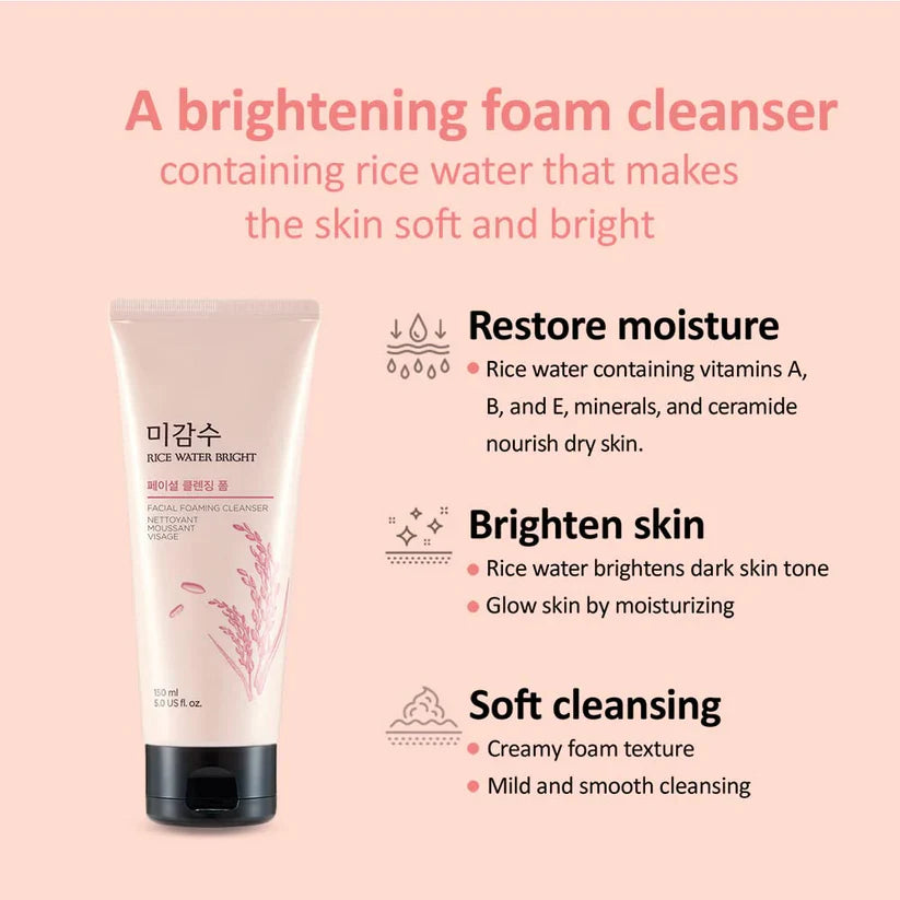 The Face Shop - Rice Water Bright Cleansing Foam 150ml | Premium Skincare & Beauty Products in Pakistan