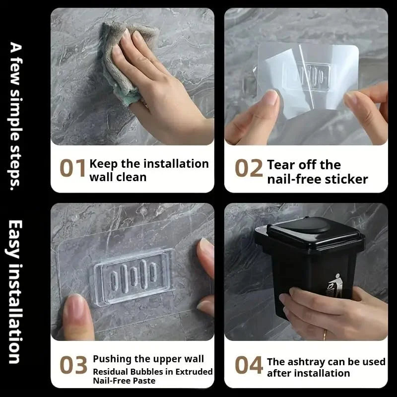 Wall-Mounted Mini Trash Can & Ashtray with Lid