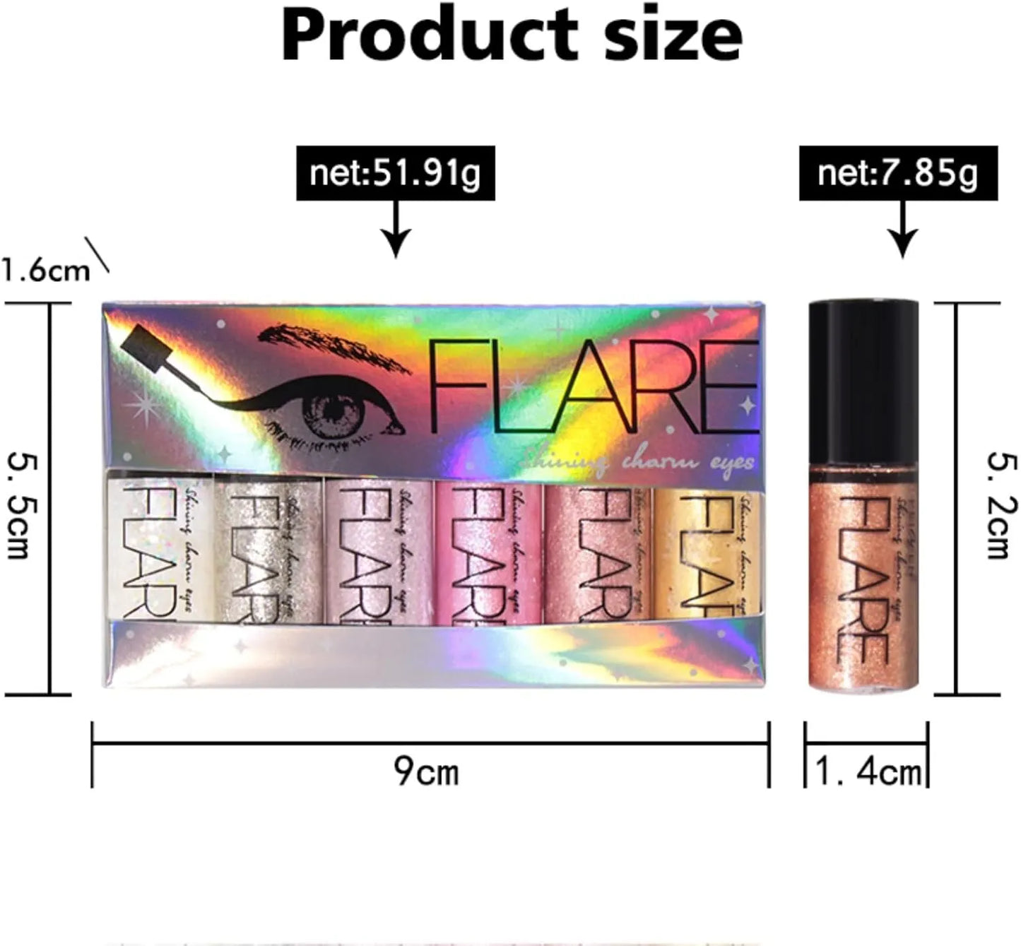 Flare Glitter Eye Shadow - 6Pcs