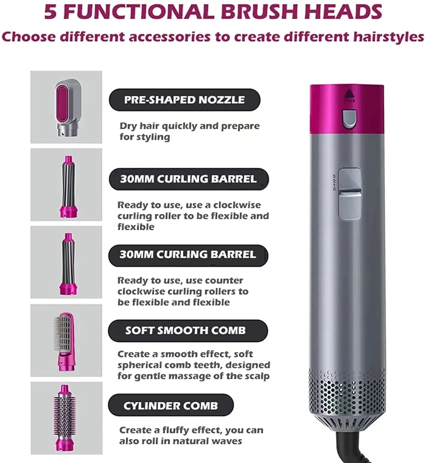 5 in 1 Hot Hair Dryer With Free Mini Spray - Limited Stock