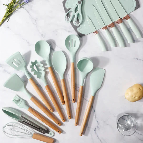 Silicone Cookware Spoon Sets - 19pcs