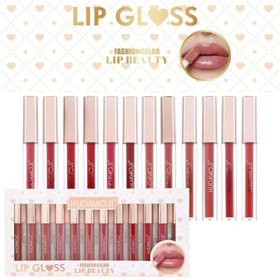 Hudamoji Fashion Color Lip Beauty Lip Gloss Pack of 12