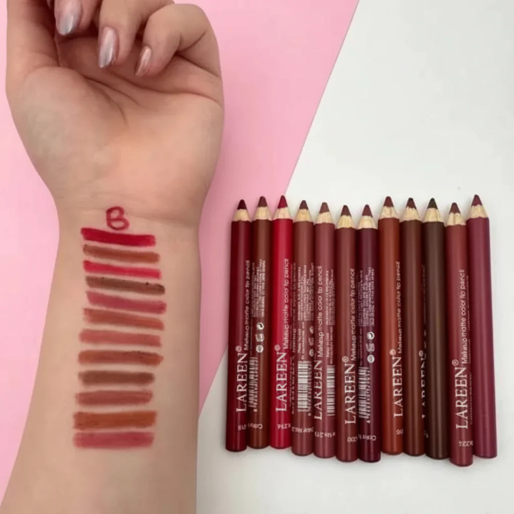 Lareen Makeup Matte Lip Pencil Pack of 12