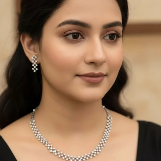 Zircon Necklace Set – 2 Tone Polish
