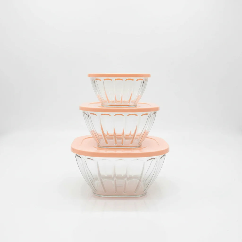 Bowls set with plastic lids - 3 Pcs