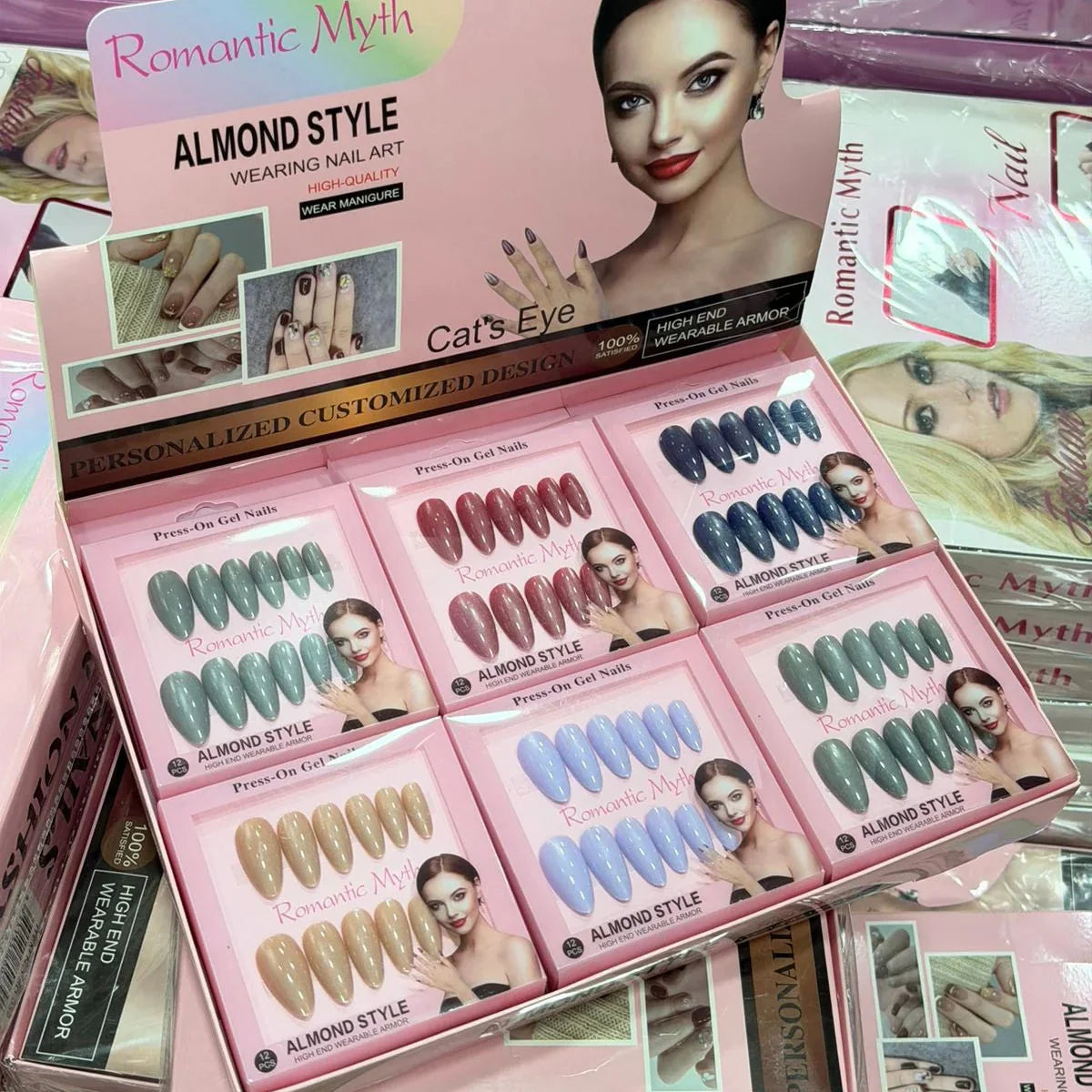 Romantic Myth Almond Style Press On Gel Nails - Each Box 12Pcs