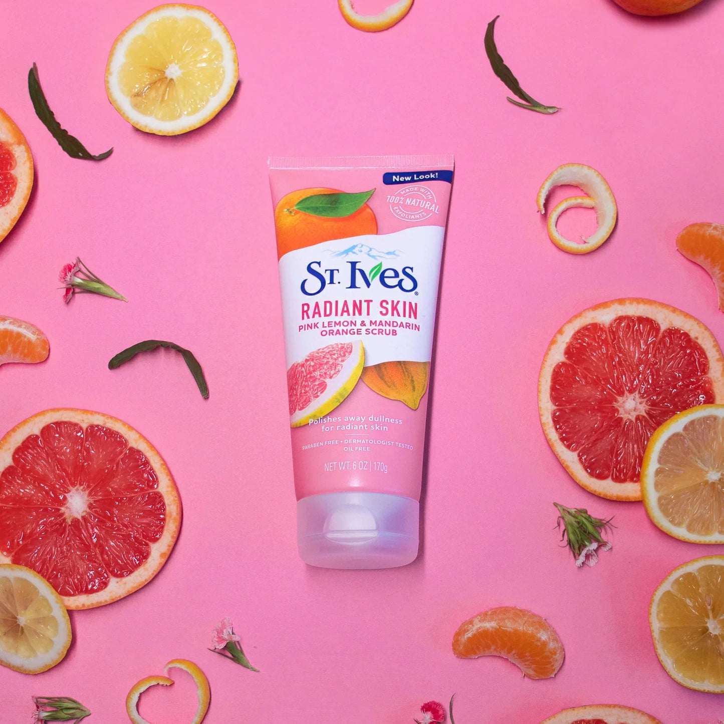 St. Ives Radiant Skin Face Scrub, Pink Lemon and Mandarin Orange - 170g