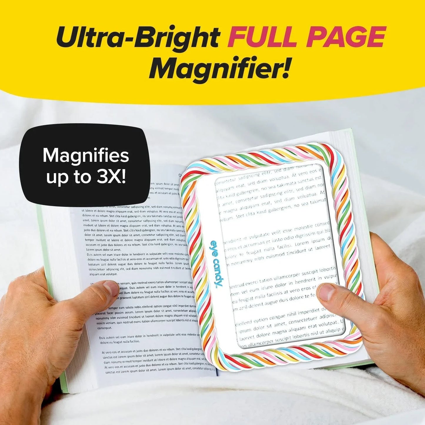 Eye Candy AS-SEEN-ON-TV Full Page Book Magnifier and Light to See Pages 3X Bigger