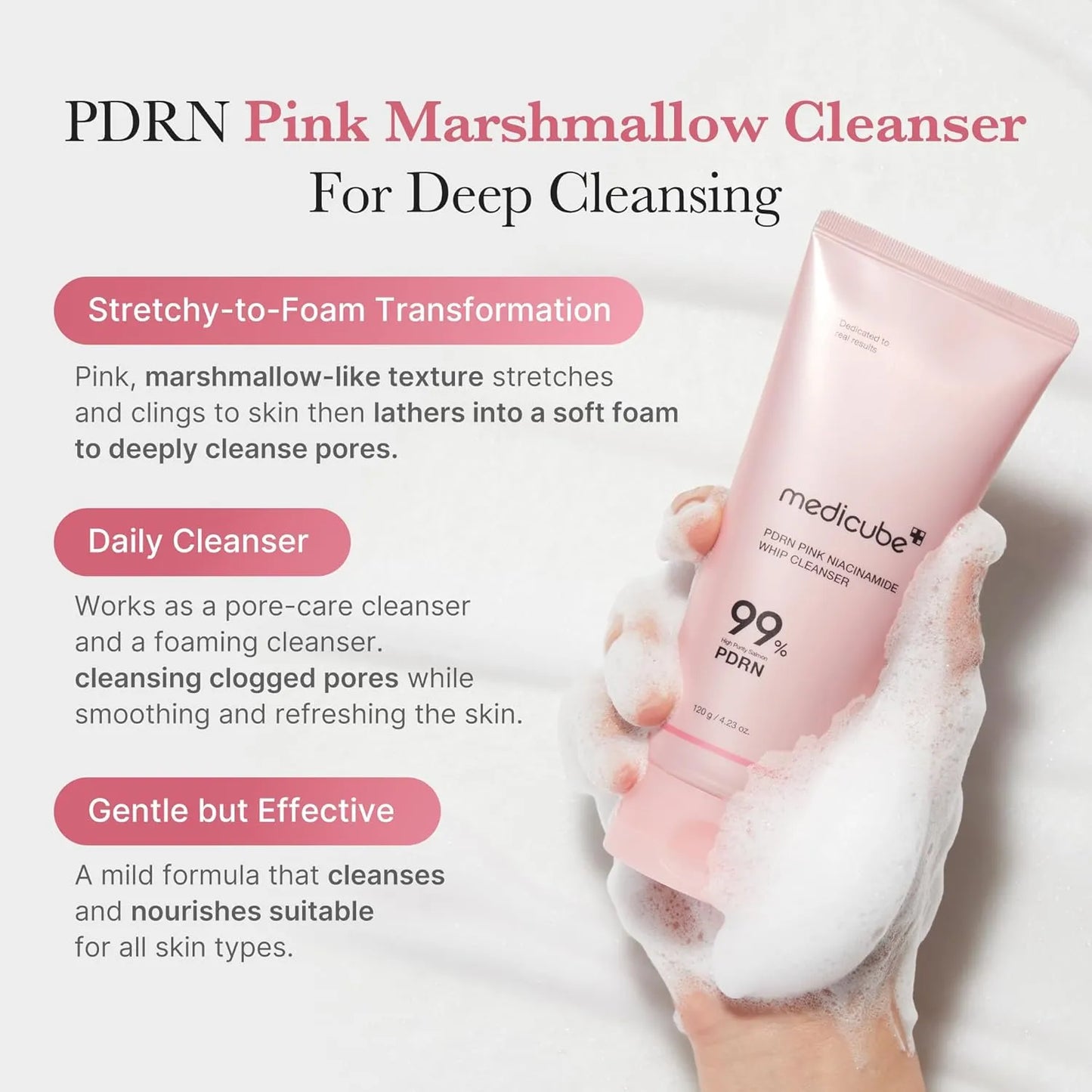 Medicube PDRN Pink Niacinamide Whip Cleanser - 120g