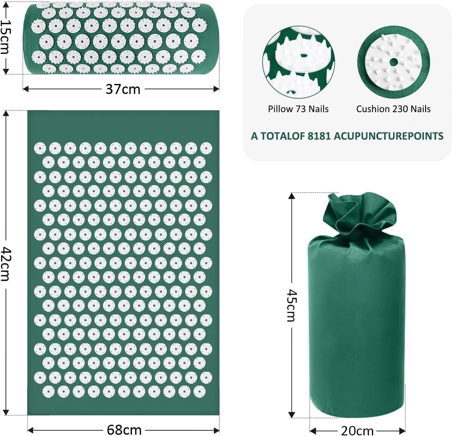 Acupressure Mat and Pillow Set