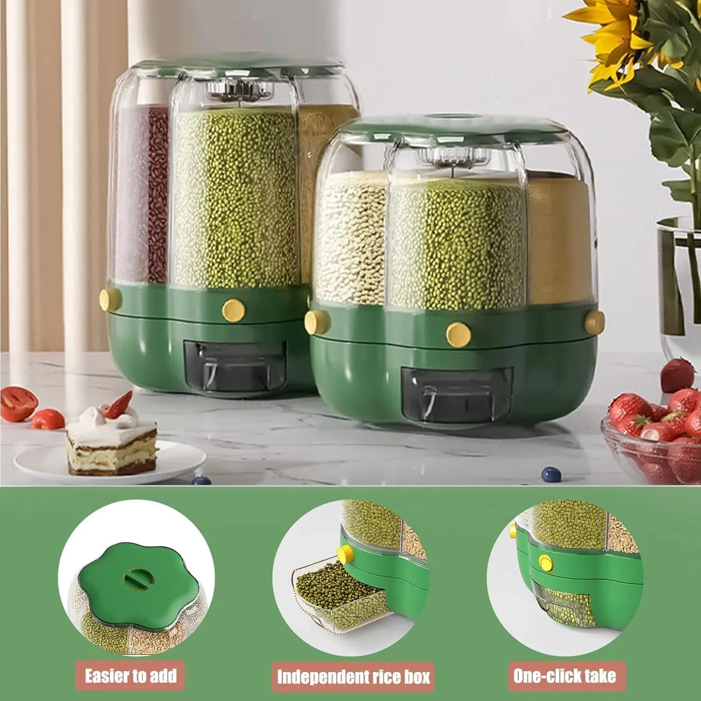 360° Rotating Grain And Cereal Dispenser - 7L