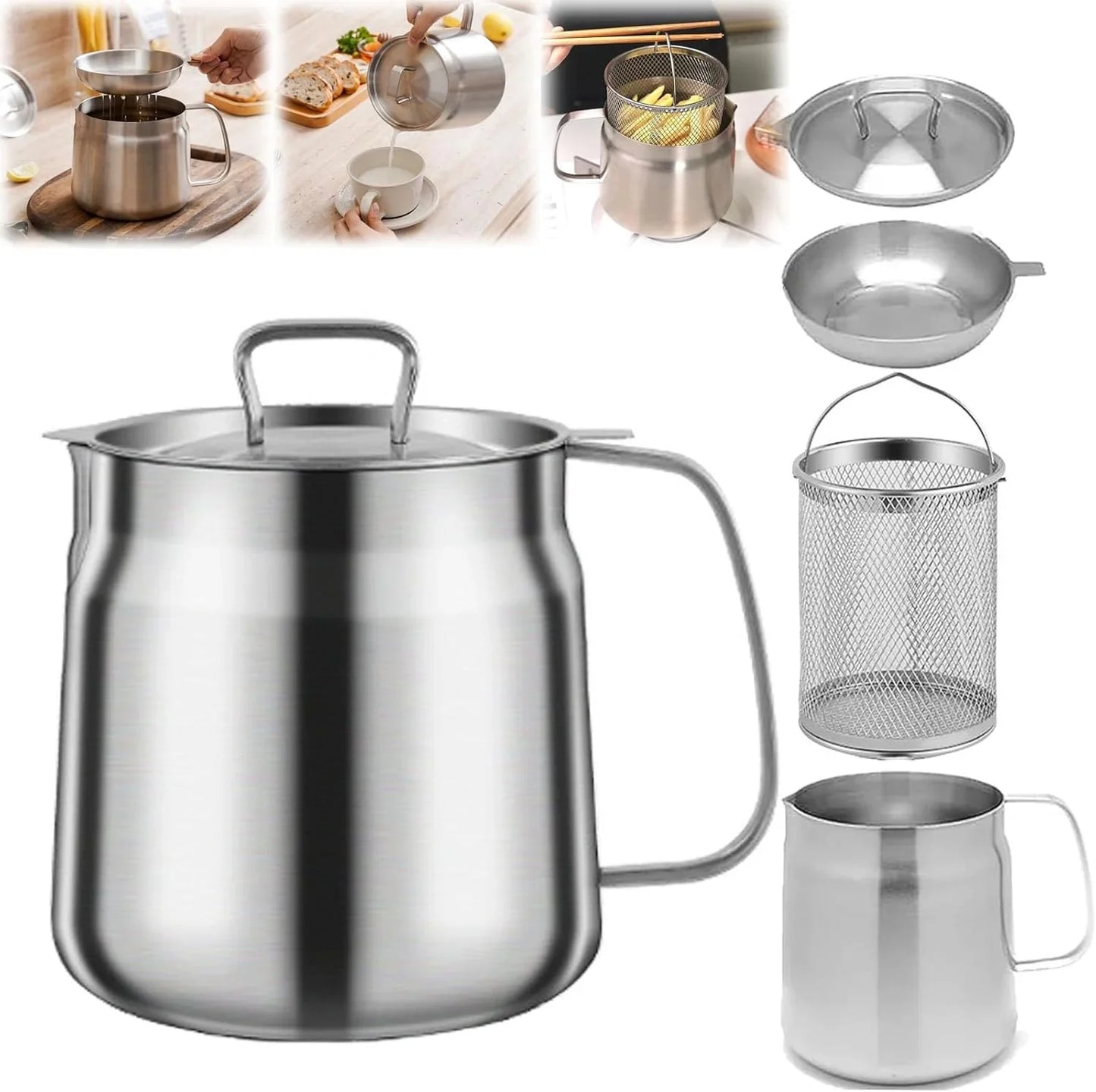 Stainless Steel Large Capacity Oil Filter Pot