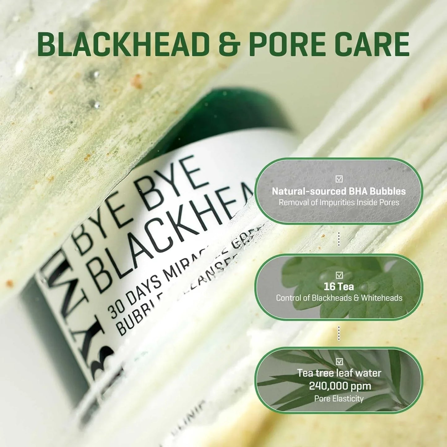 Some By Mi Bye Bye Blackhead 30 Days Miracle Green Tea Tox Bubble Cleanser - 120g | Premium Skincare & Beauty Products in Pakistan