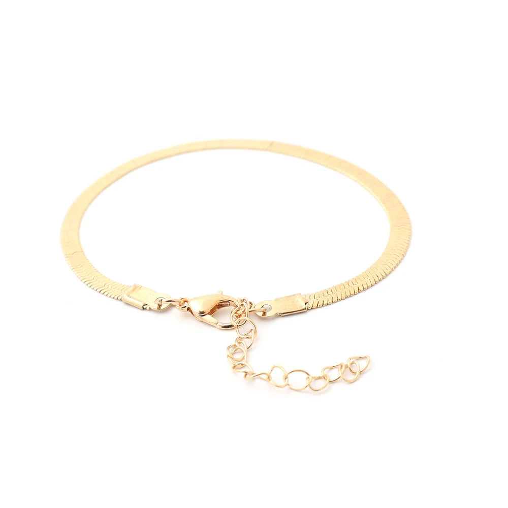 Trendy Flat Snake Chain Bracelets – Stainless Steel (Each)