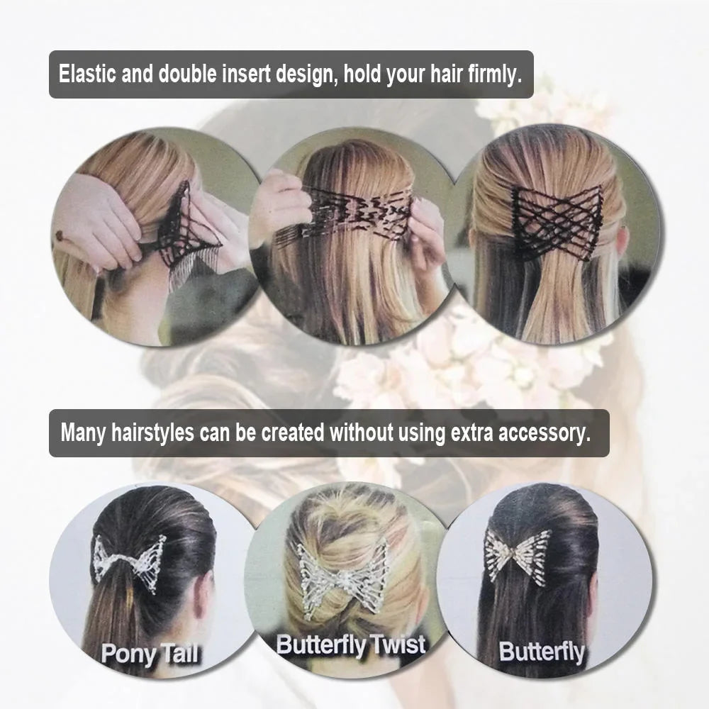 Ez Beads Hair Combs Magic Elastic Hair Double Clips For Women - Each