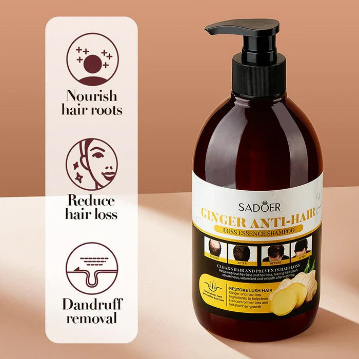 SADOER Ginger Anti-Hair Loss Anti-Dandruff Resore Lush Hair Shampoo - 500ml