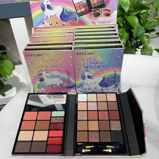 Anylady My Magical Unicorn Makeup Highlighter Blusher Lipstick Eyebrow Powder Eyeshadow Palette