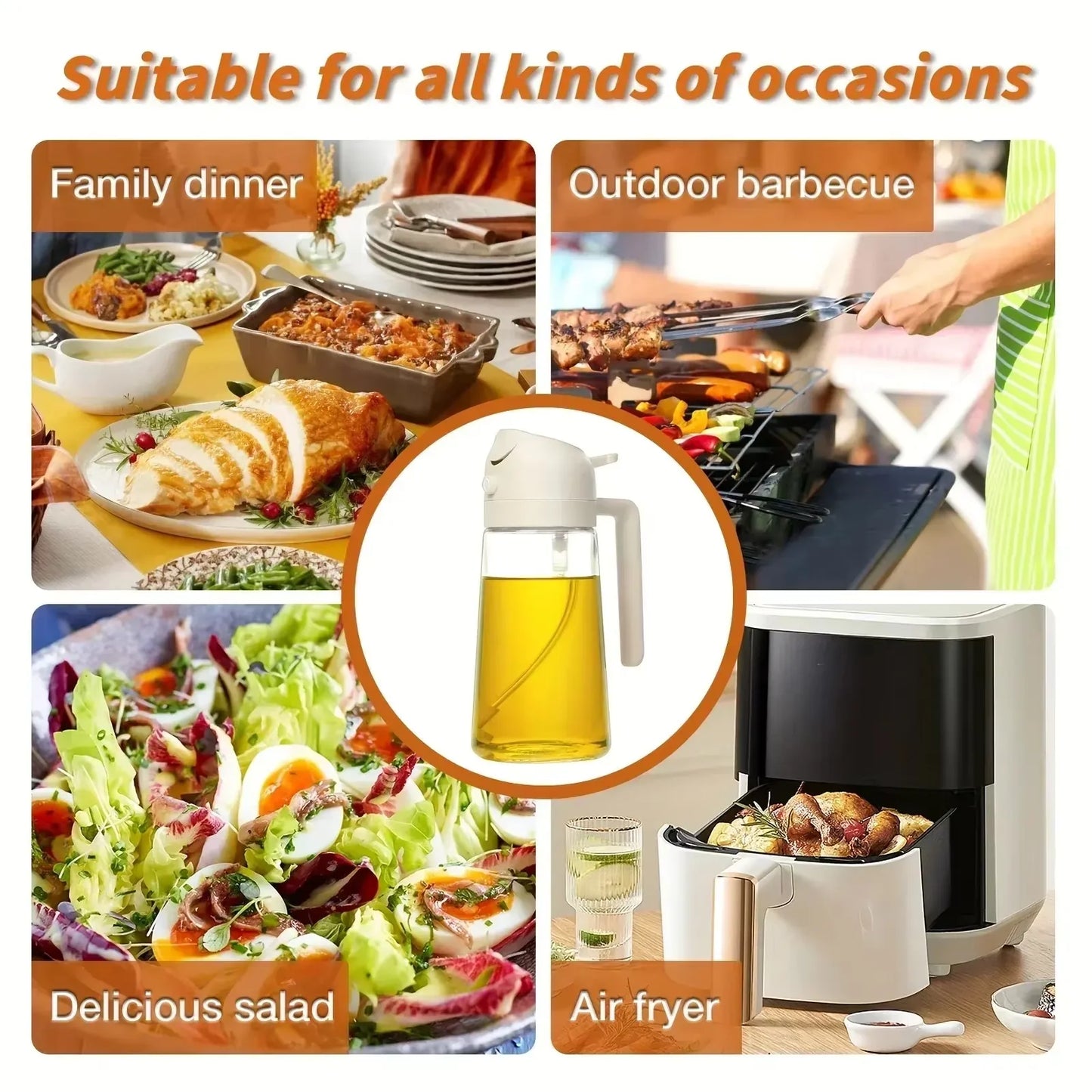 Kitchen Glass Oil Sprayer Bottle - 470ml