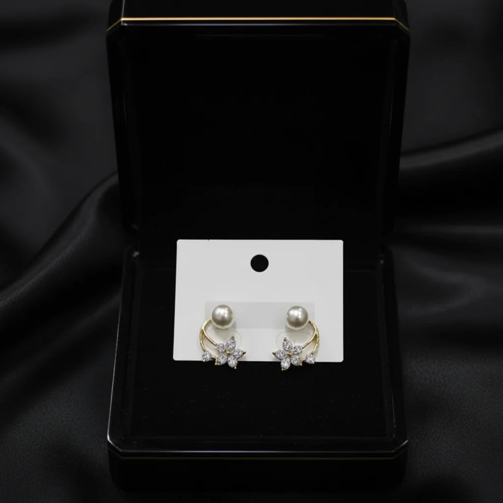 Pearl & crystal floral earrings