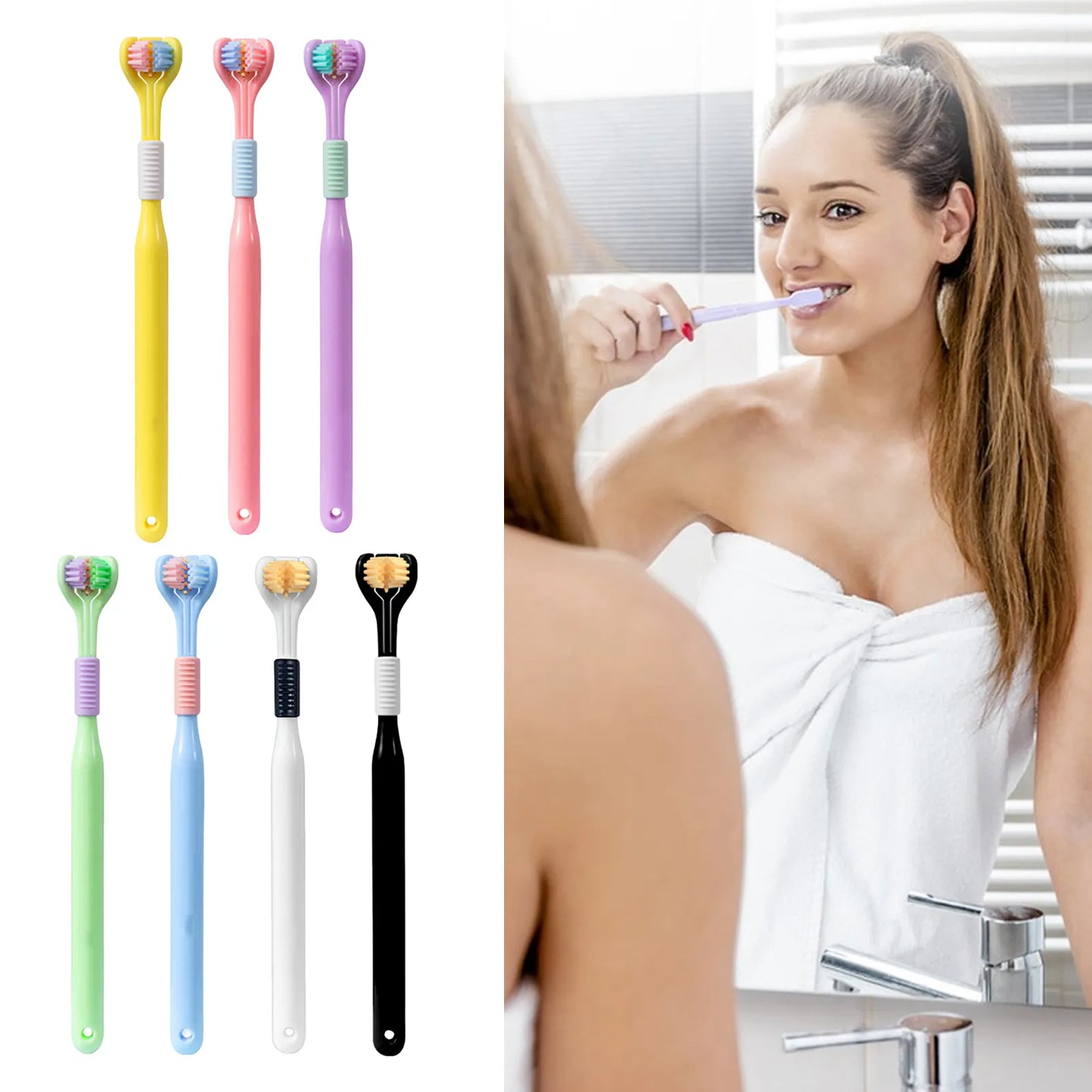 Soft Bristle 3 Sided Toothbrush