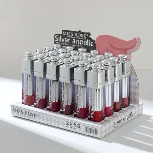 Miss Rose Silver Angelic Matte Lip Gloss - 24Pcs