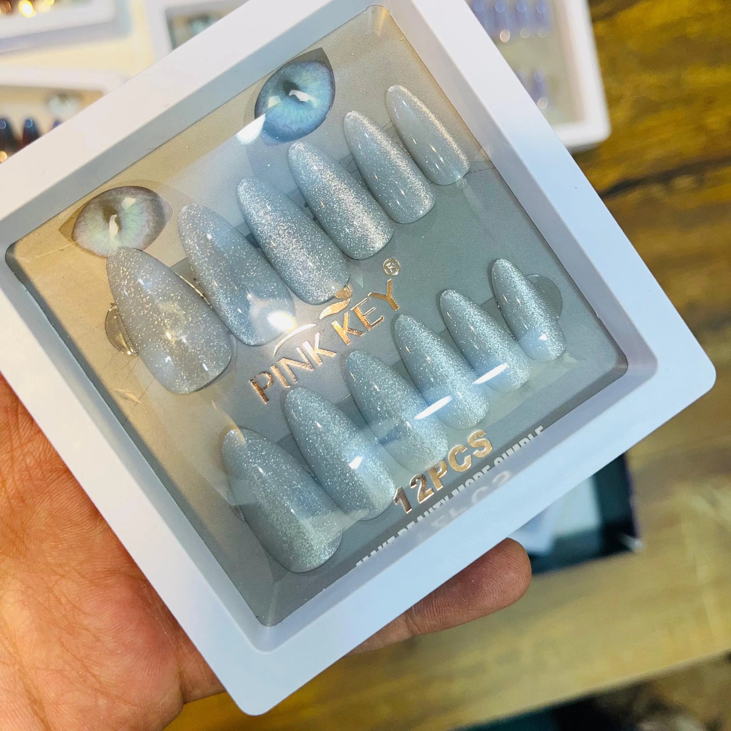 Pink Key Stylish Artificial Nails