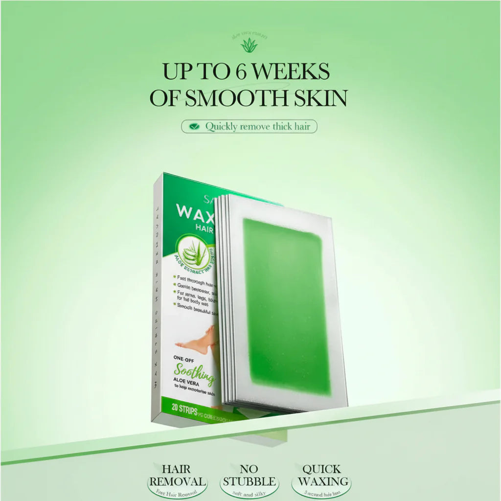 Sadoer Aloe Vera Hair Removal Wax Strips - 10 Double Sided Strips | Premium Skincare & Beauty Products in Pakistan