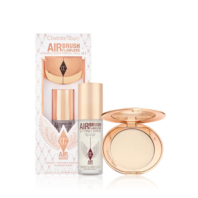 Charlotte Tilbury Complexion Perfecting Set - Airbrush Finish Flawless Finish Powder Fair 01 + Setting Spray 34ml