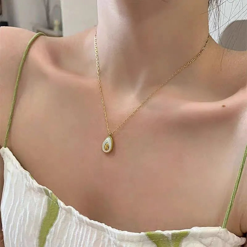 Avocado Pendant Gold Toned Necklace