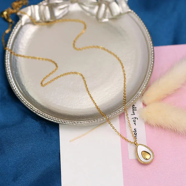 Avocado Pendant Gold Toned Necklace