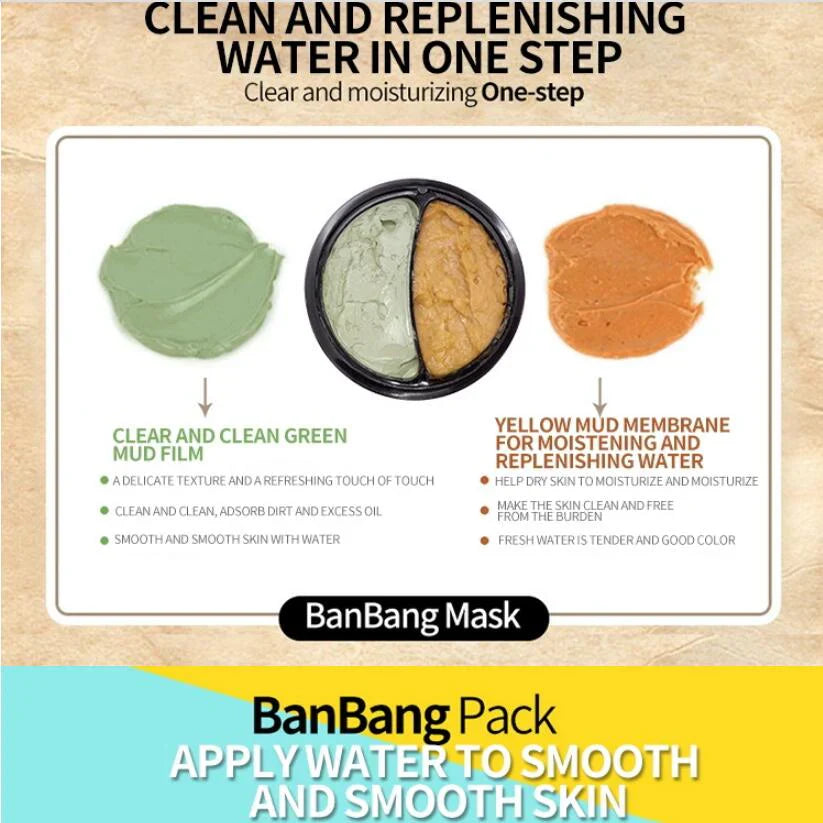 BIOAQUA Double Color Face Mask for Cleansing - BanBang Mud Mask 50g+50g