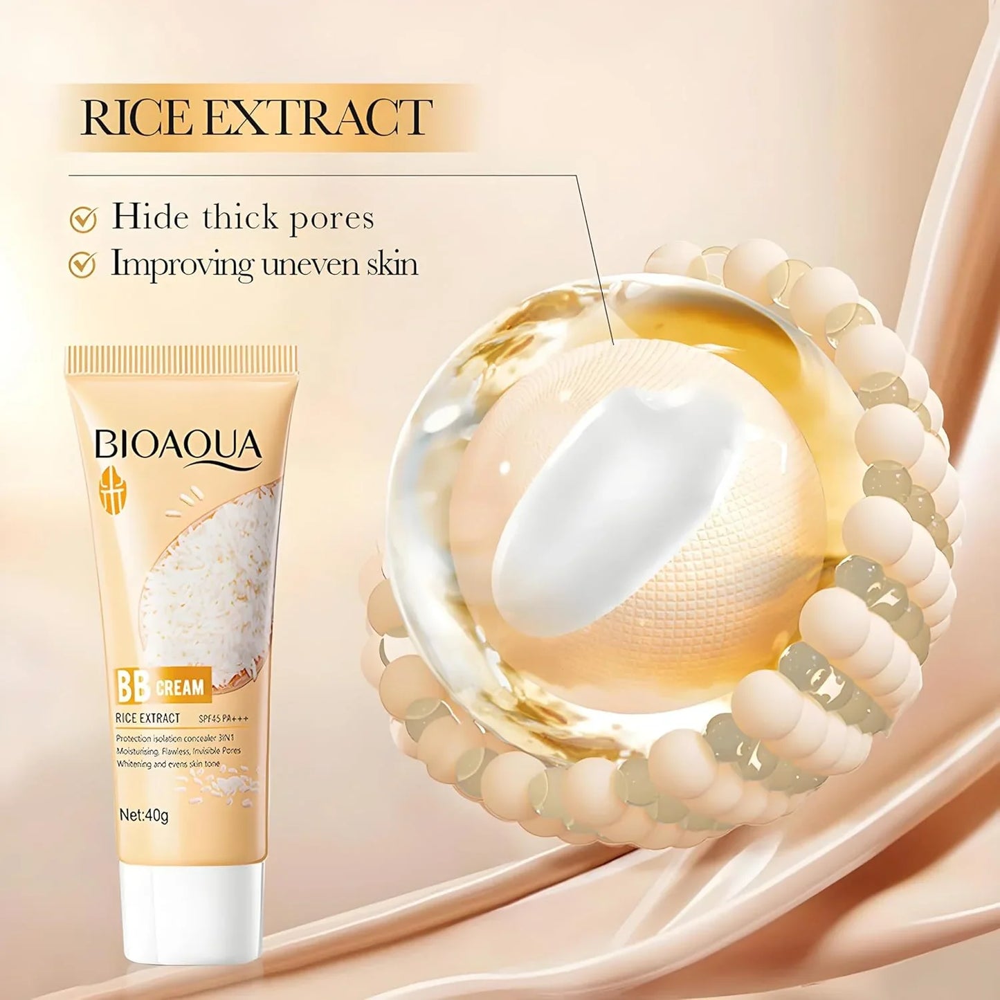 Bioaqua Rice Raw Pulp SPF45 PA+++ BB Cream - 40g