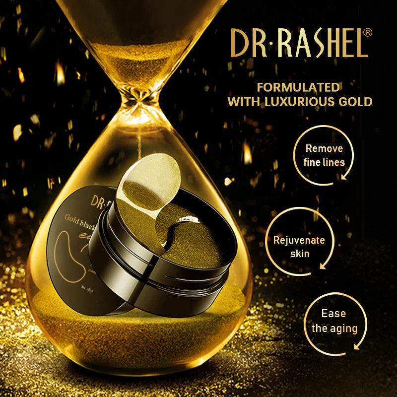 DR RASHEL Skin Care 24k Gold Black Pearl Hydrogel Eye Mask Brightening Lightening Moisturizing Eye Mask - 60pcs