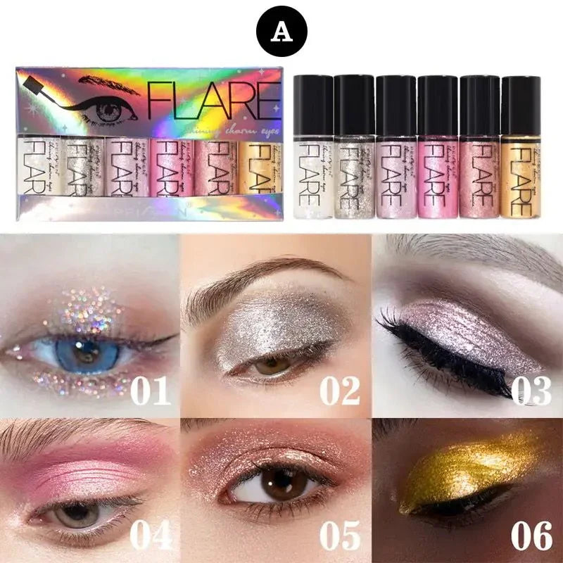 Flare Glitter Eye Shadow - 6Pcs