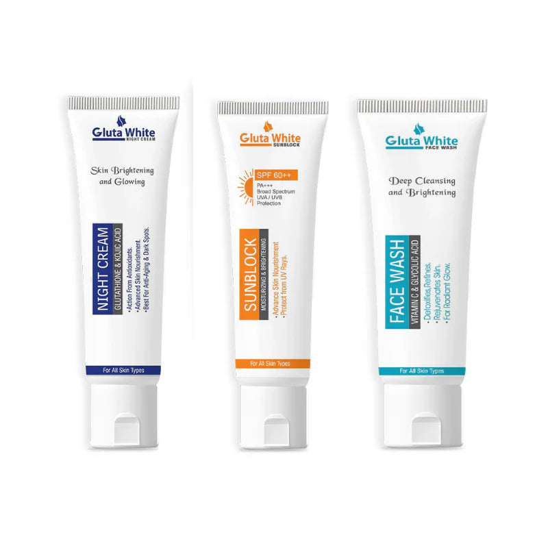 Gluta White Face Whitening Kit Trio Pack | Premium Skincare & Beauty Products in Pakistan