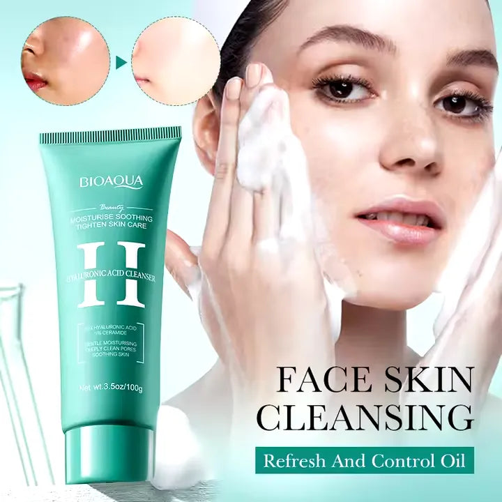 BIOAQUA Hyaluronic Acid Deep Cleaning Acne Oil Control Facial Cleanser - 100g | Premium Skincare & Beauty Products in Pakistan