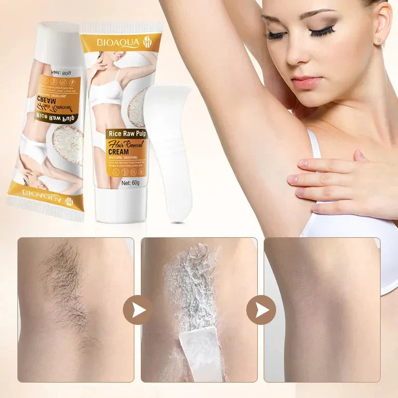 BIOAQUA Rice Raw Pulp Smoothing Hair Removal Cream - 60gm