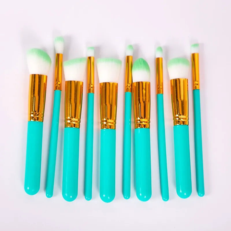 10Pcs Makeup Brush Set Soft Nylon Hair Vegan