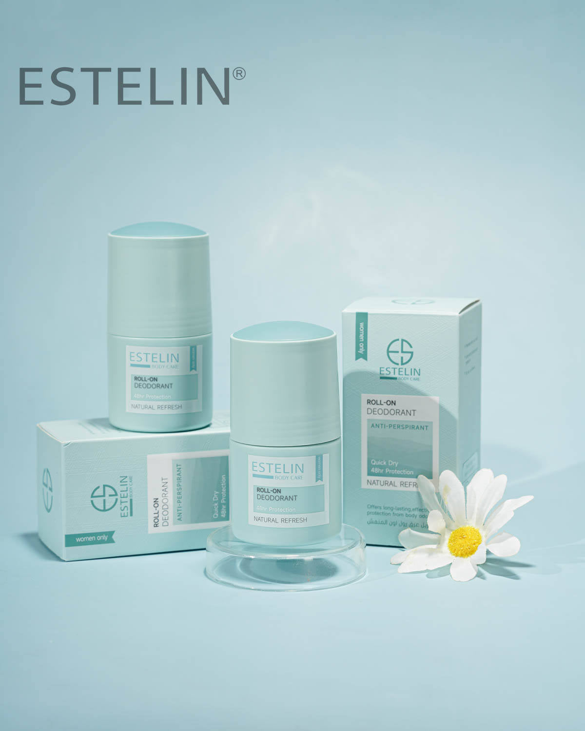 ESTELIN Anti Perspirant Roll on Deodorant – Natural Refresh – 48Hr  Protection - 50ml